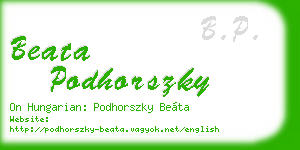 beata podhorszky business card